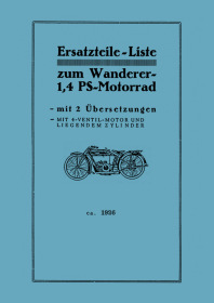 Wanderer 1,4 PS Motorcycle 2-speed Spare Parts List Catalog