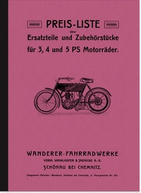 Wanderer 3 PS, 4 PS und 5 PS 1906 Ersatzteilliste