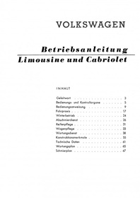 VW Käfer 1200 Operating Instructions Manual Operating Instructions