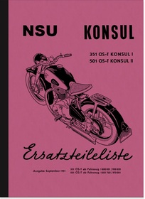 NSU Konsul 351 OS-T und 501 OS-T Ersatzteilliste
