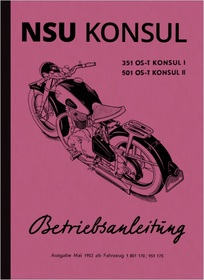 NSU Konsul 351 I 1 und 501 OS-T II 2 Bedienungsanleitung