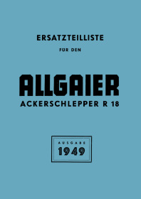 Allgaier agricultural tractor R 18 Spare Parts List Catalog