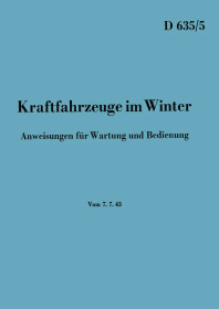 Kraftfahrzeuge im Winter Bedienungsanleitung Beschreibung 1943 HDV D 635/5