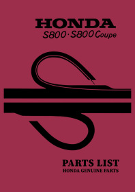 Honda S 800 Coupe and Convertible Parts List Catalog
