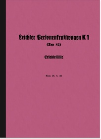 VW Type 82 K1 Kübelwagen Spare parts list Spare parts catalog Parts catalog