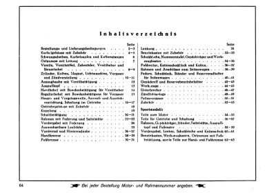 NSU 750 ccm und 1000 ccm  (Tourenmodell Sportmodell) 1925-1926 Ersatzteilliste