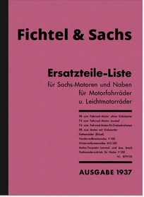 Sachs 74 ccm und 98 ccm 1937 Motor/Nabe Ersatzteilliste