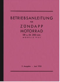 Zündapp DE 200 und DL 200 Bedienungsanleitung DE200 DL200