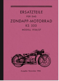 Zündapp KS 500 Modell 1936/37 Ersatzteilliste KS500