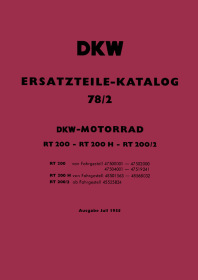 DKW RT 200, RT 200/2, and RT 200 H Parts List Catalog