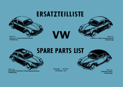 VW Käfer Typ 11 A/C/G und Typ 15 A (Cabrio) Ersatzteilliste