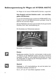 Opel Kapitän P 2,6 (Inklusive Hydramatic) Bedienungsanleitung 1962