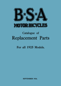 BSA 1-Zylinder-Modelle 1925 Ersatzteilliste