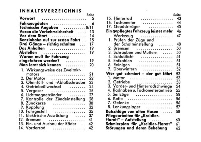 Kreidler Florett 3-Speed User Owner's Manual