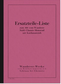 Wanderer Kardan K 500 1928 Ersatzteilliste Ersatzteile-Liste
