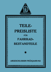 Dürkopp Fahrräder 1921-1922 Ersatzteilliste
