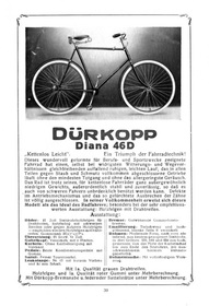 Dürkopp Fahrräder mit Kardanantrieb Prospekt Beschreibung Katalog Diana Fahrrad