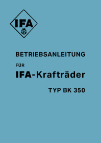 IFA BK 350 User Owner's Manual