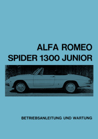 Alfa Romeo Spider 1300 Junior Bedienungsanleitung
