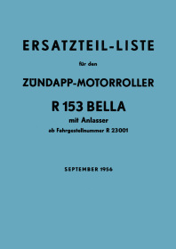 Zündapp Bella R 153 with starter Spare Parts List Catalog