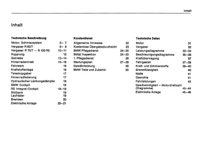 BMW R 60/7, R 75/7, R 100/7 und R 100 S/RS "Technik und Kundendienst" Wartungsanleitung Bedienungsanleitung