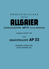 Allgaier Diesel tractors AP17/AP 22 Spare Parts List Catalog