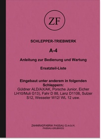 ZF Tractor Engine A-4 Operating Instructions and Spare Parts List Manual