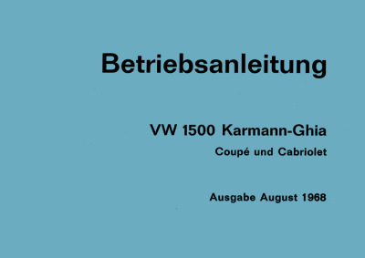VW Karmann Ghia 1500 Type 14 User Owner's Manual