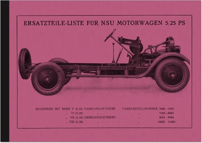 NSU 5/25 PS Motor Car Car Series 5 6 7 Spare Parts List Spare Parts Catalogue