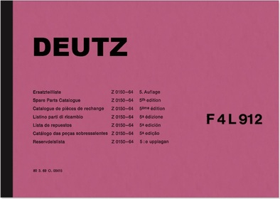Deutz F4L 912 F4L912 engine air-cooled Spare Parts List Spare Parts Catalog