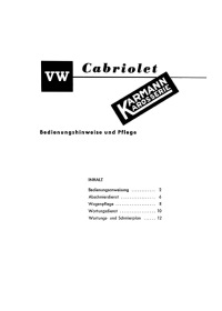 VW Käfer 1200 Convertible Supplemental User Owner's Manual
