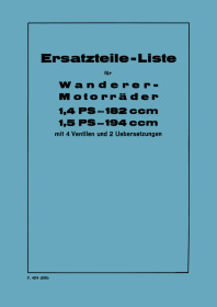 Wanderer 1.4 PS and 1.5 PS 1929 Parts List Catalog
