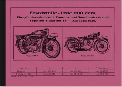 NSU 201 T/TS Ersatzteilliste (Tourenmodell Satteltank)