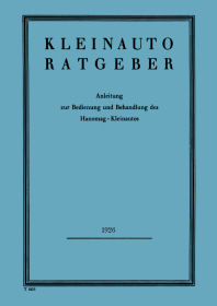 Hanomag 2/10 PS Komissbrot small car User Owner's Manual