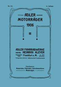 Adler Motorcycle Models 1906 Catalog/Brochure