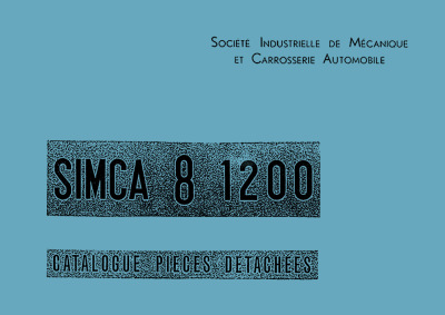 Simca Type 8 1200 Spare Parts List Catalog