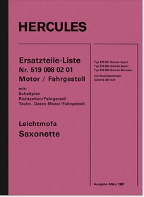 Hercules Sachs Light Moped Saxonette Spare Parts List Spare Parts Catalog Type 519 301