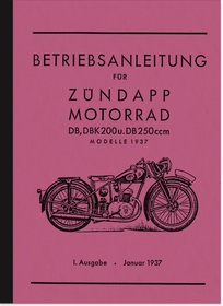 Zündapp DB 200, DBK 200 und DB 250 Bedienungsanleitung