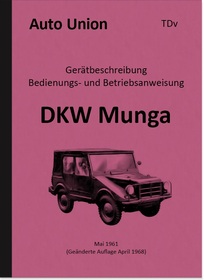 DKW Auto Union Munga Bedienungsanleitung Beschreibung TDv 1961