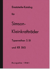 Simson Spare Parts List Mopeds Scooter S 51 KR 51/2 Schwalbe Spatz Sperber Habicht Catalog