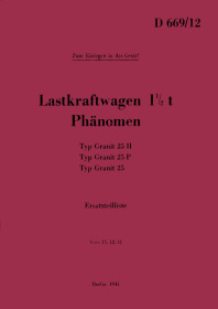 Phänomen Granit 25 (H und P) LKW 1,5 Tonnen Ersatzteilliste