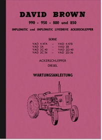 David Brown Schlepper Traktor 990 950 880 850 Wartungsanleitung Reparaturanleitung