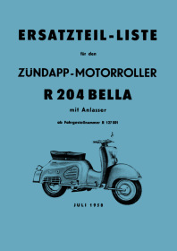 Zündapp Bella R 204 Ersatzteilliste
