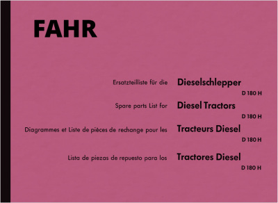 Driving Diesel tractor D 180 H Spare parts list approx. 1955