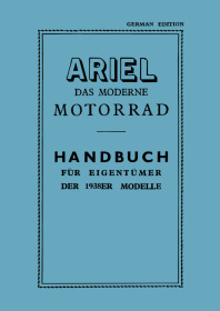 Ariel models 1938 SV 350-500 ccm De Luxe 250 ccm, Red Hunter User Owner's Manual