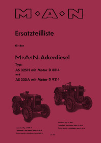 MAN Farm Tractor Diesel Engine Types AS325 H and AS330 A Spare Parts List Catalog