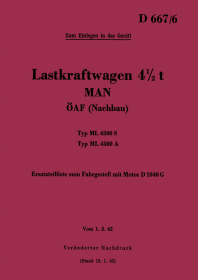 MAN Truck 4,5 t OAF Type ML 4500 S/A Spare Parts List Catalog
