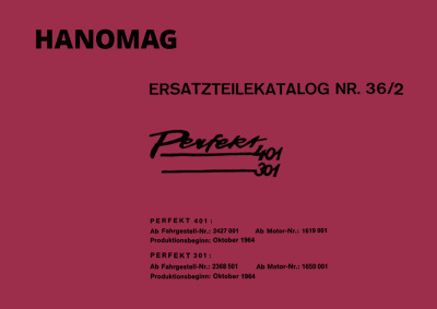 Hanomag Perfekt 301 and 401 Spare Parts List Catalog