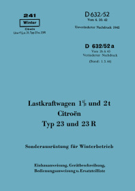 Citroën 1.5t and 2t Trucks (Models 23 and 23 R) "Special Equipment for Winter Operation" User Owner's Manual and Parts List