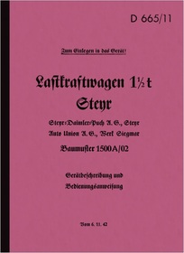 Steyr 1500 A/02 Bedienungsanleitung Beschreibung Dienstvorschrift D665/11